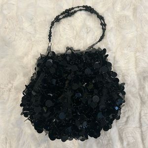 Jessica McClintock small black beaded evening bag